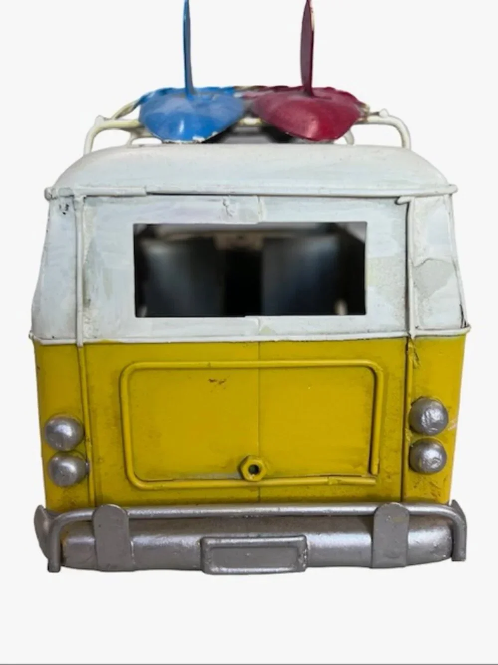 Yellow Tin Vintage Flower Power Hippie Surfer Van Metal VW Camper Decor